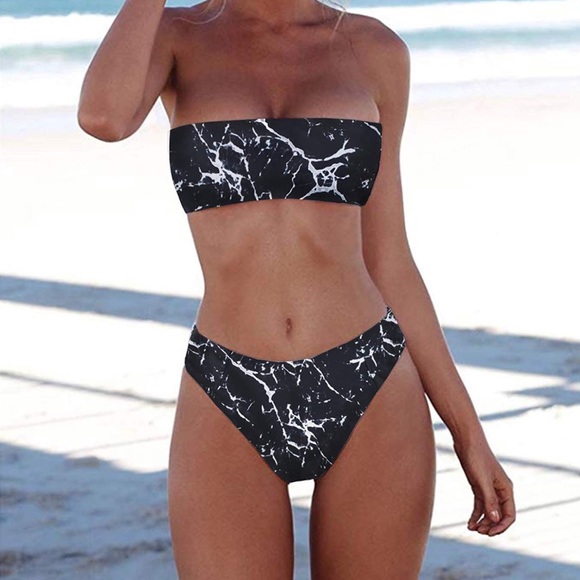 marble high waisted swimsuit